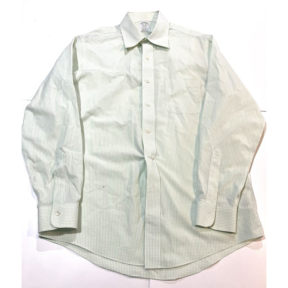Brooks Brothers Milano Shirt Mens L Green Button Down Non Iron Supima Cotton